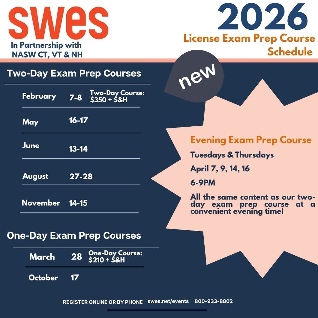 Two-day Social Work License Exam Prep Course (online via Zoom)